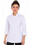 Gabardine Fabric Long Sleeve White Fold-Over Cuff Professional Long Length Women's Chef Jacket - 3