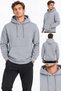 3 Thread Men's Hooded Kangaroo Pocket Sweat Soft Puff Fabric Black Smoked Brown Stone Gray - 2