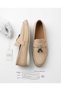 Beige Textured Lace-Up Loafer - 7