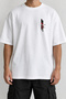 Japanese Wave Panels Minimal Front Printed T-Shirt White Oversize