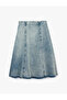 Cotton A-Line Denim Midi Skirt - 2