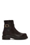 Women's Brown Zippered Printed Leather Boots Wf190050Dk