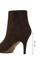 Women's Brown Zippered High Thin Heeled Suede Leather Boots Wf100007Ds - 4