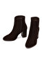 Women's Brown Zippered Thick Heeled Suede Leather Boots Wf210010Ds - 5
