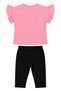 Girls' Princess Printed Heart Pattern Ruffle T-Shirt and Capri Leggings 2-Piece Set 1-3 Years - 4