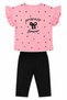 Girls' Princess Printed Heart Pattern Ruffle T-Shirt and Capri Leggings 2-Piece Set 1-3 Years - 2