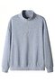 3 Thread Gray Basic Plain Half-Zip Sweatshirt - Oversized Stand-Up Collar - 3