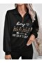 3 Thread Black Boy Mama Half-Zip Sweatshirt - Printed Oversize Stand-Up Collar - 6