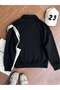 3 Thread Black Horseman Half-Zip Sweatshirt - Printed Oversize Stand Collar - 5