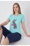 Pijama damă cu model de Paște, verde