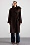 Shirt Collar Oversize Medium Length Coat Brown 3194 - 3