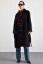 Shirt Collar Oversize Medium Length Coat Black 3194 - 4