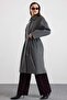 Shirt Collar Oversize Medium Length Coat Dark Gray 3194 - 6
