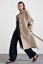 Shirt Collar Oversize Medium Length Coat Stone 3194 - 5