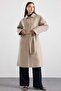 Shirt Collar Oversize Medium Length Coat Stone 3194