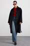 Shirt Collar Oversize Medium Length Coat Black 3194