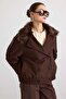 Removable Fur, Elastic Waist, Water Repellent Short Trench Coat K. Brown 6909
