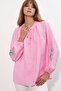 Women's Embroidered Oversize Blouse 1000 - Pink - 2