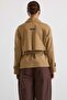 Cape Detailed Raglan Sleeve Water Repellent Short Trench Coat Kamel 6908 - 7