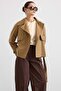 Cape Detailed Raglan Sleeve Water Repellent Short Trench Coat Kamel 6908 - 2