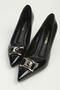 Women's Black Patent Leather Buckle Heeled Stiletto Pc-56203