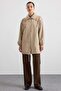 High Collar Snap Closure Casual Trench Coat Stone 6917 - 2