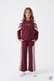 Burgundy Girls' Letter Printed Wide Leg Tracksuit Set with Stripe Detail 24940
