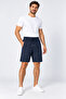 Parachute Fabric Navy Blue Shorts with Zipper Back Pocket and Elastic Waist - 4