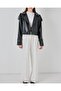 Women's Oversize Leather Coat Jacket 1047 - Black - 4
