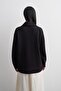 Wide Collar Textured Sweatshirt Black - 6