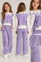 Girl's Lilac 3-Piece Set - Collared Blouse & Wide-Leg Cargo Pants - 3