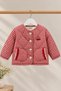 Cherry Embroidery Detailed Girls' Seasonal Quilted Coat - Red