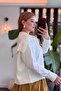 Women's Patchwork Knitwear Sweater White - 3