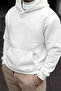 Three Yarn Thick 100% Organic Cotton White Oversize Sweatshirt with Hood