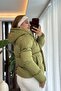 Women's Lace-Up Zippered Snap Hooded Coat Green - 4