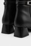 Women's Pointed Toe Boots Stylish Sole Heeled Boots Belt Buckle Detail Zippered Ankle Boots - 9