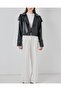 Women's Oversize Leather Coat Jacket 1047 - Black - 5