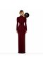 Women's Burgundy Belted Front Detailed Special Design Maxi Dress - 2