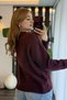 Women's Soft Textured Wool Blend Heart Motif Sweater Burgundy - 4