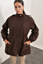 Women's Drawstring Waist Coat Brown - 10322 - 2