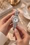 Caponne Women's Wristwatch Minimal Silver Color Steel Band White Dial Colorful Stone Detail Serrated Bezel Minimal Elegant Analog Women's Watch 2026 - 3
