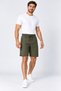 Parachute Fabric Khaki Shorts with Zipper Back Pockets and Elastic Waist
