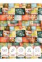 100% Cotton Satin Patchwork Fabric – 300X155 cm – Geometric Patchwork Pattern, in Orange, Green, and Turquoise Tones - 7