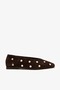 Riffe Brown Suede Leather Women's Studded Ballerinas