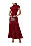 Ruched Dark Red Maxi Women's Dress - 3
