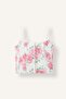 Fitted Printed Lace-Up Front Corset with Lace Detail Bustier I8847Ax26Au - 4