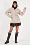 Cotton Double-Breasted Collar Side Tie Detailed Cashmere Coat Women's Cashmere Coat 681527 - 4