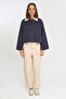 Women's Contrast Collar Buttoned Relaxed Fit Jacket