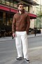 Brown Kangaroo Pocket Hooded Men's Sweatshirt E7218 - 2