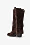 Jung Brown Suede Leather Women's Western Boots - 2